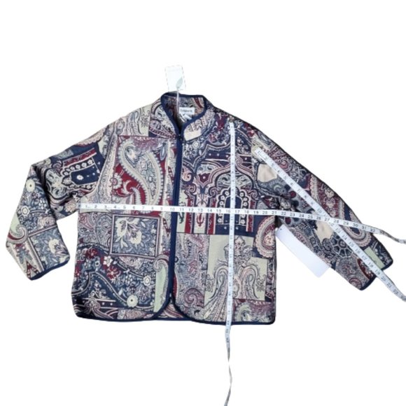BonWorth Tweed Tan Paisley Patchwork Blazer Jacket Women's Small Petite NEW - Picture 3 of 5